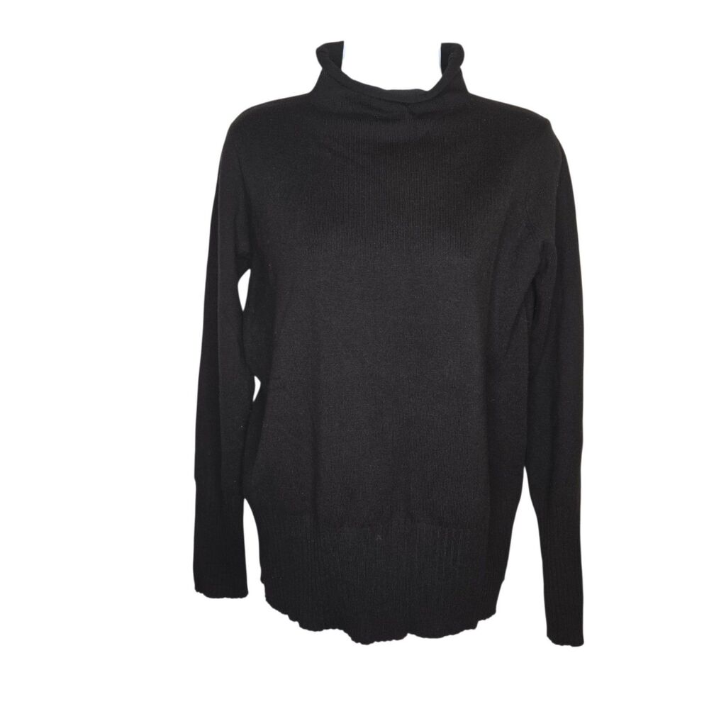 French Connection Women's Black Knit Funnel Neck Turtleneck Sweater Size Medium